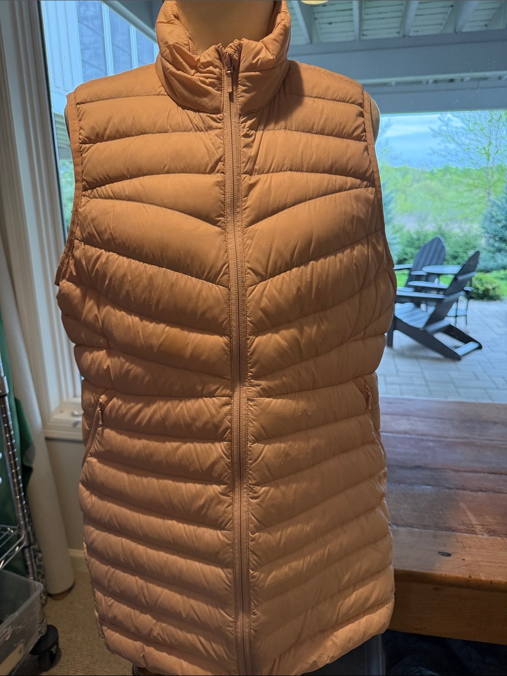 Lands' End Lightweight Quilted Vest in Peach